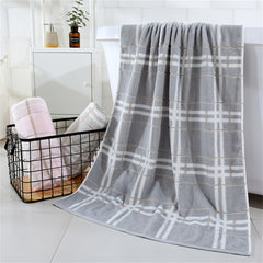 Plaid Pattern Bath Towel Cotton Soft Absorbent Large Beach Towel