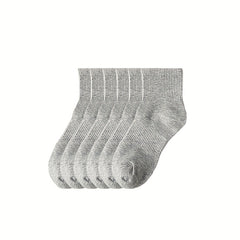 6 Pairs Cotton Socks Men Women Grey