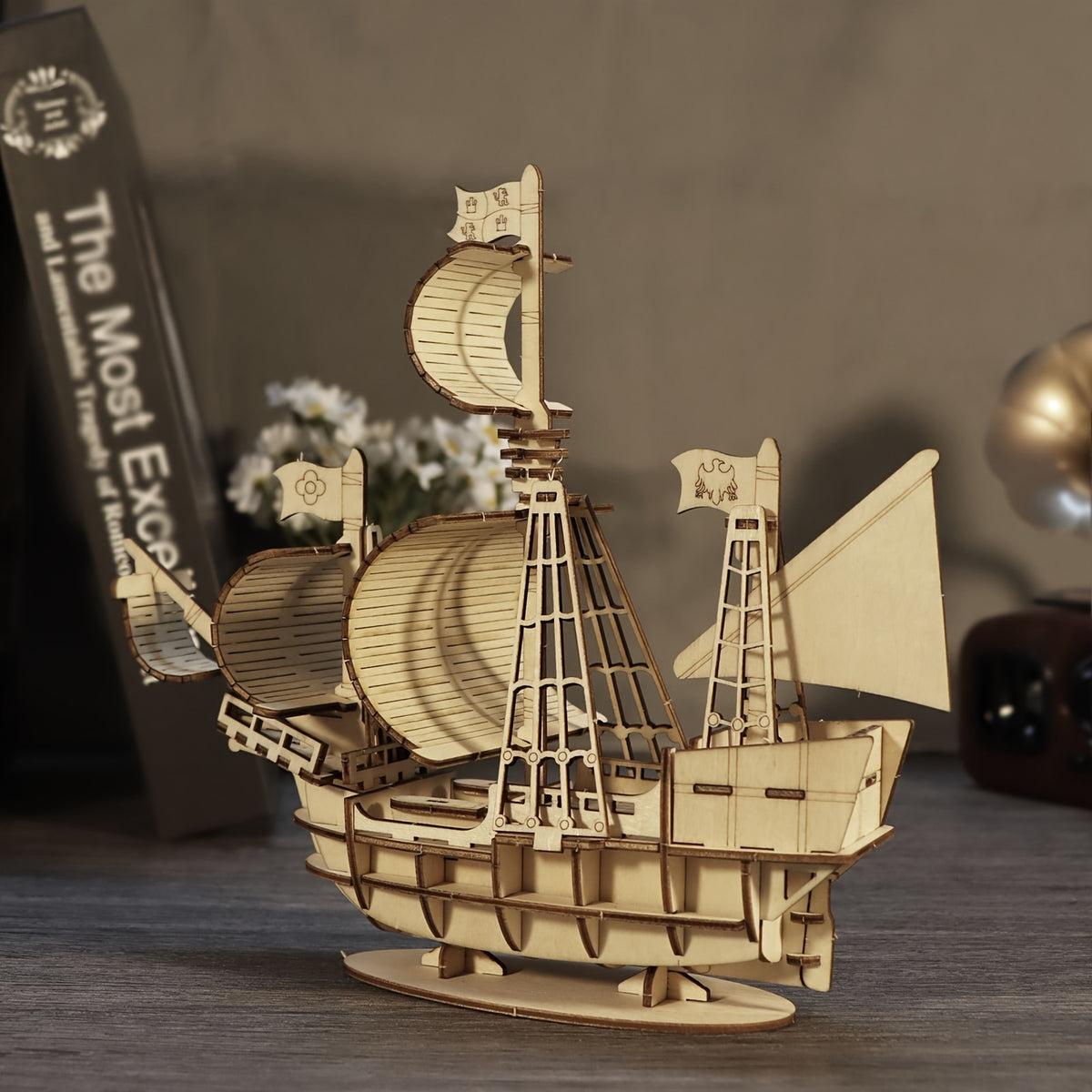 3D Ocean Sailboat Wooden Puzzle Model Kit