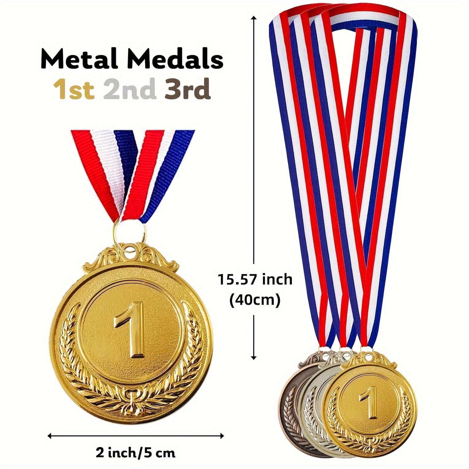 2pcs Zinc Alloy Sports Medals Golden Silvery Bronze