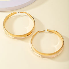 Gold Exaggerated Hoop Earrings 18K Plated Jewelry Female Gift