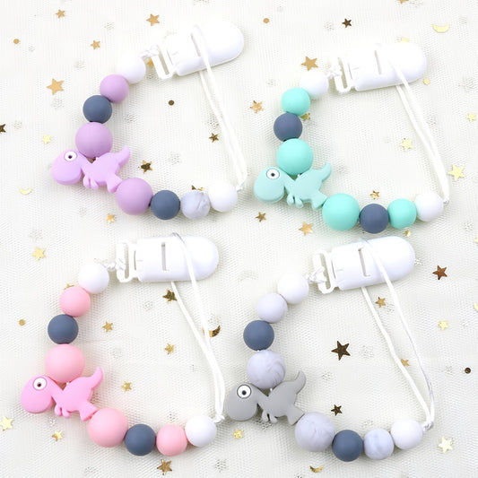 Dino Pacifier Chain Clip - Keep Baby's Pacifier Secure
