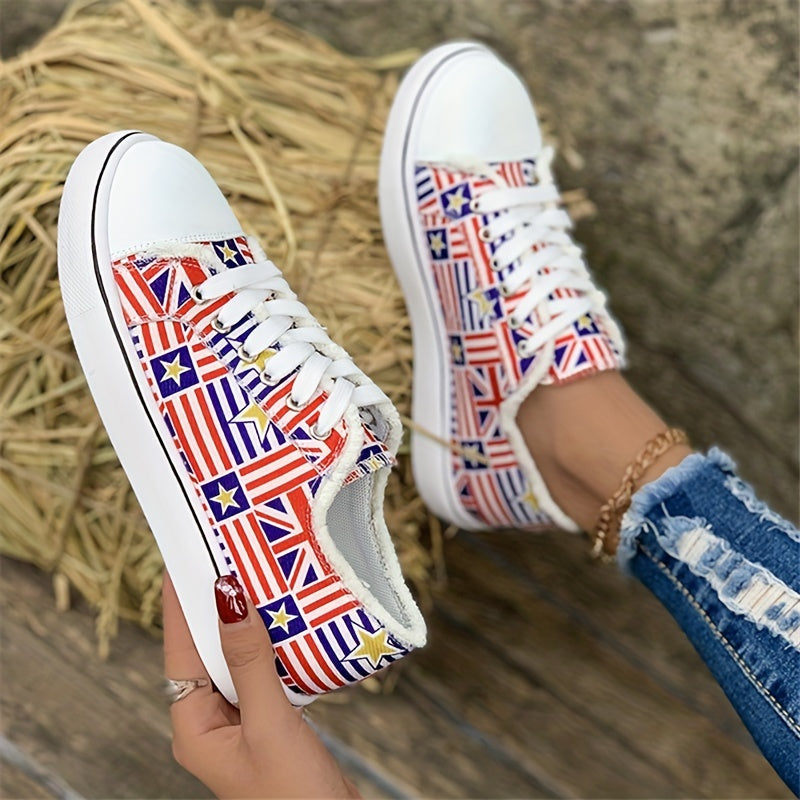 Women's Flag Canvas Sneakers Low Top Shoes