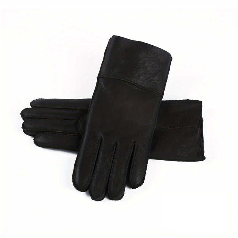 Short Real Sheepskin Gloves Waterproof Full Finger Gloves