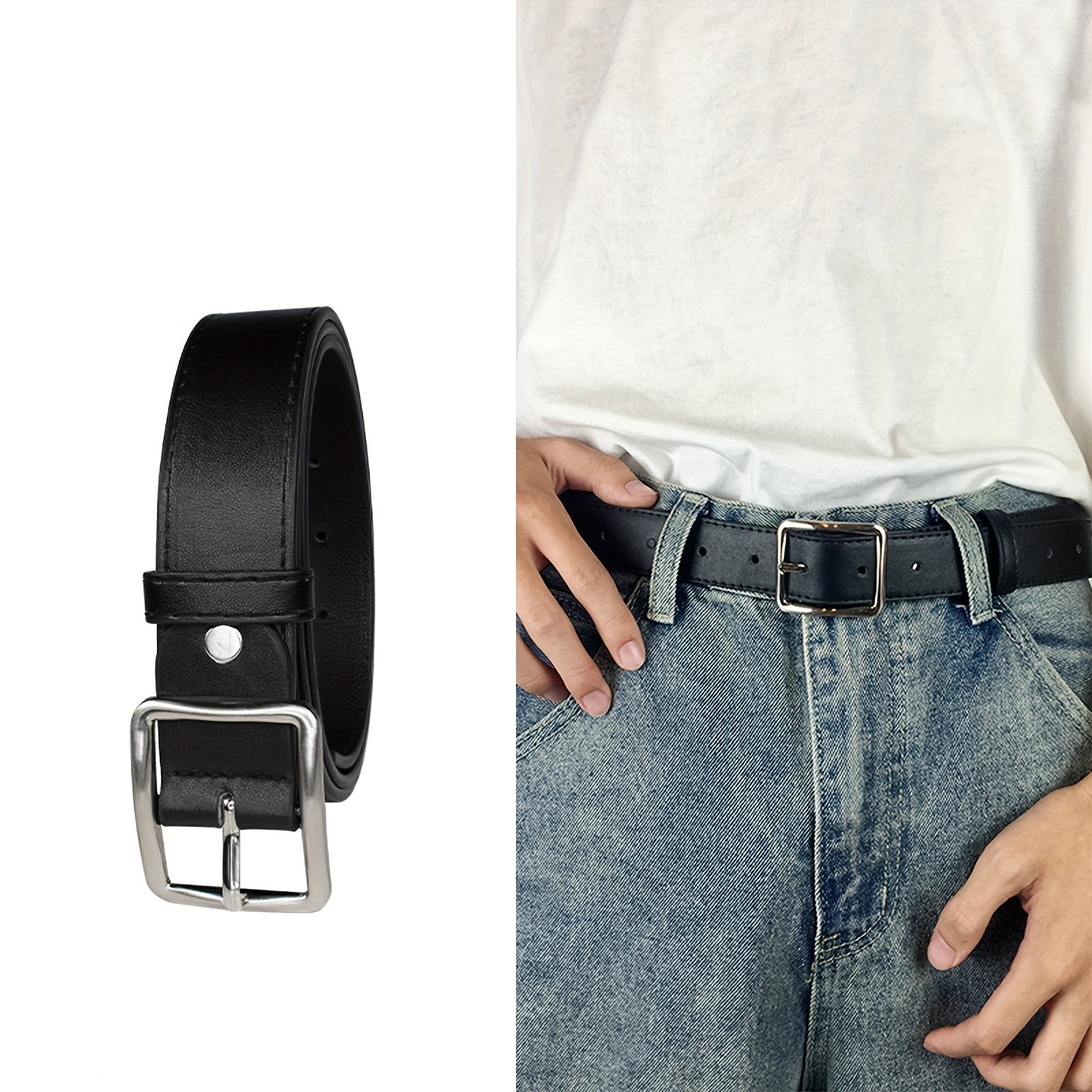 PU Leather Pin Buckle Belt Men's Pants Belt For Jeans