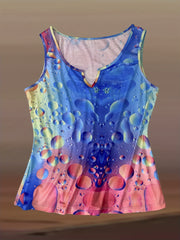  Bubble Print Notched Neck Tank Top