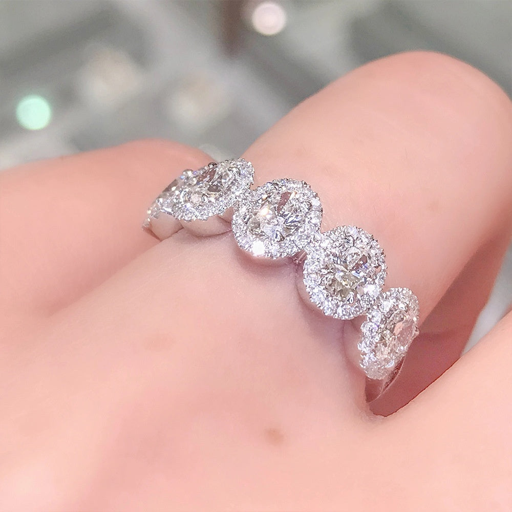 Zircon Inlaid Round Promise Ring for Women Bridal Proposal Jewelry