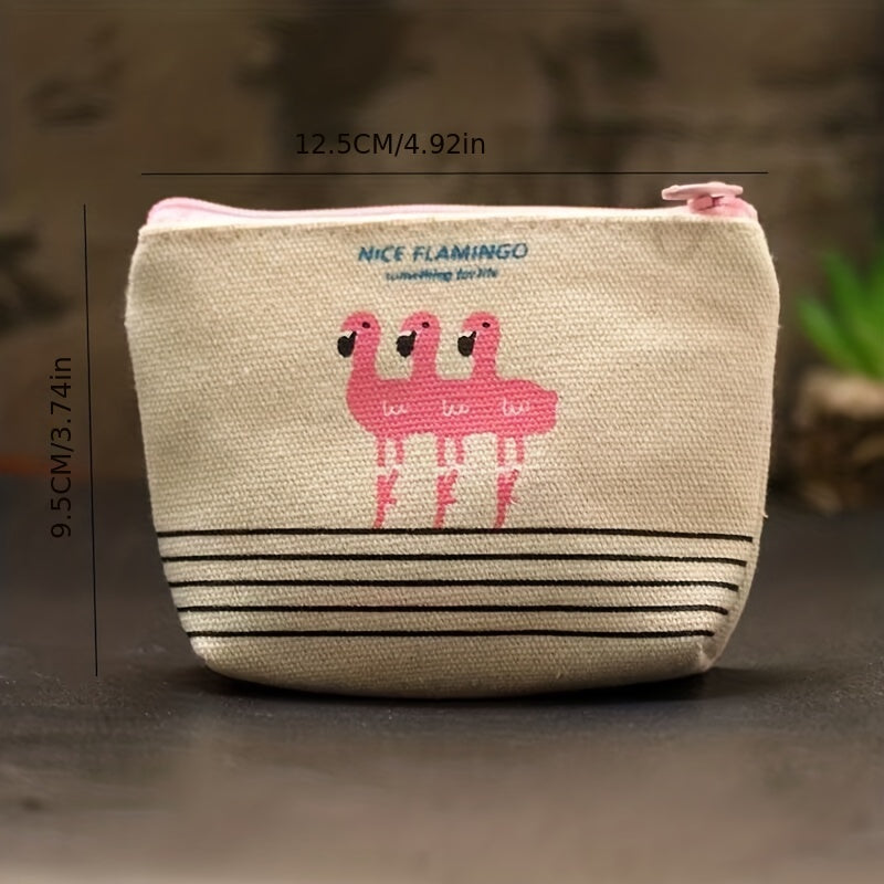 Cartoon Coin Purse Canvas Wallet Women's Foldable Key Bag