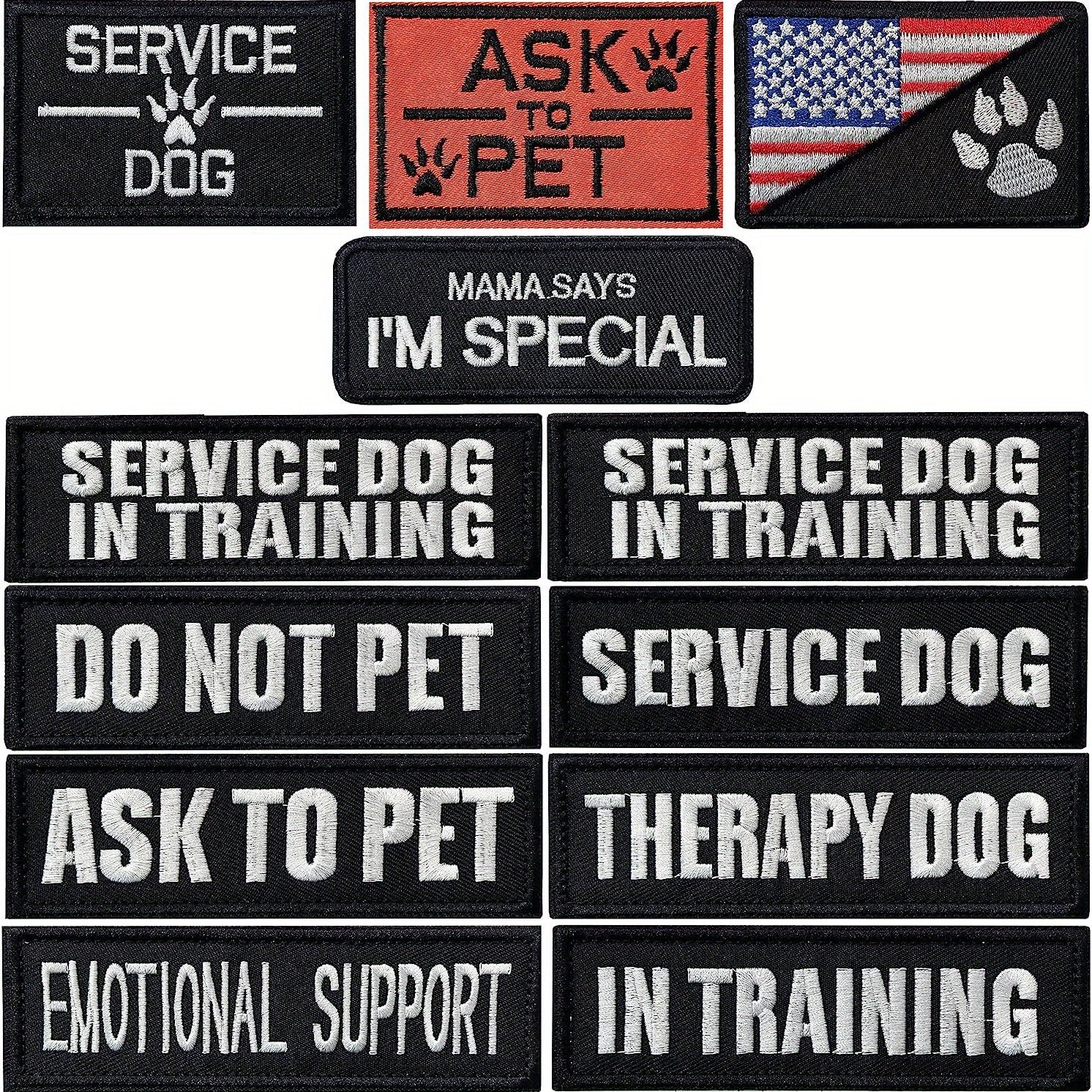 J CARP 12pcs Service Dog Patches Men Tactical Pet In Training Embroidered
