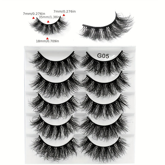5 Pairs Cross Mink Hair False Eyelashes Dense Layered Fried Hair Models