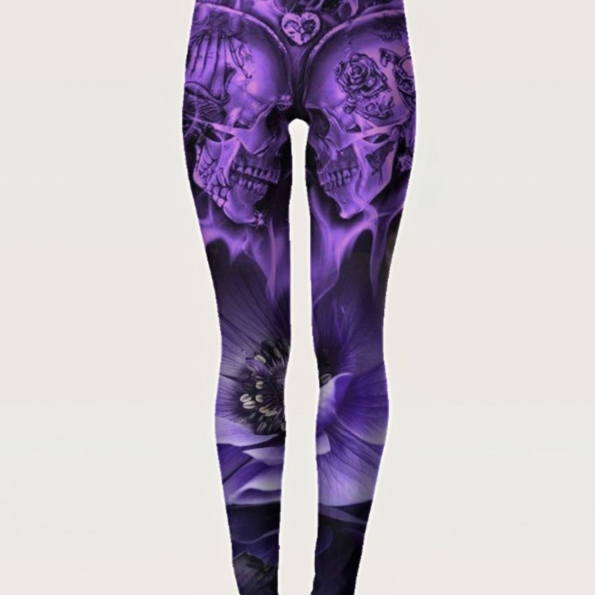 Skull Print Skinny Leggings Vintage Retro Stretchy Leggings