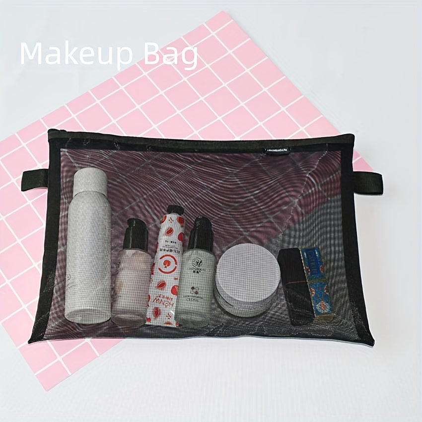 Nylon Grid Zipper File Bag Student Office Cosmetic Storage