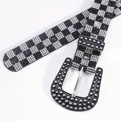 Vintage Rhinestone Belt Women's Y2K Hip Hop Jeans Pants Waistband