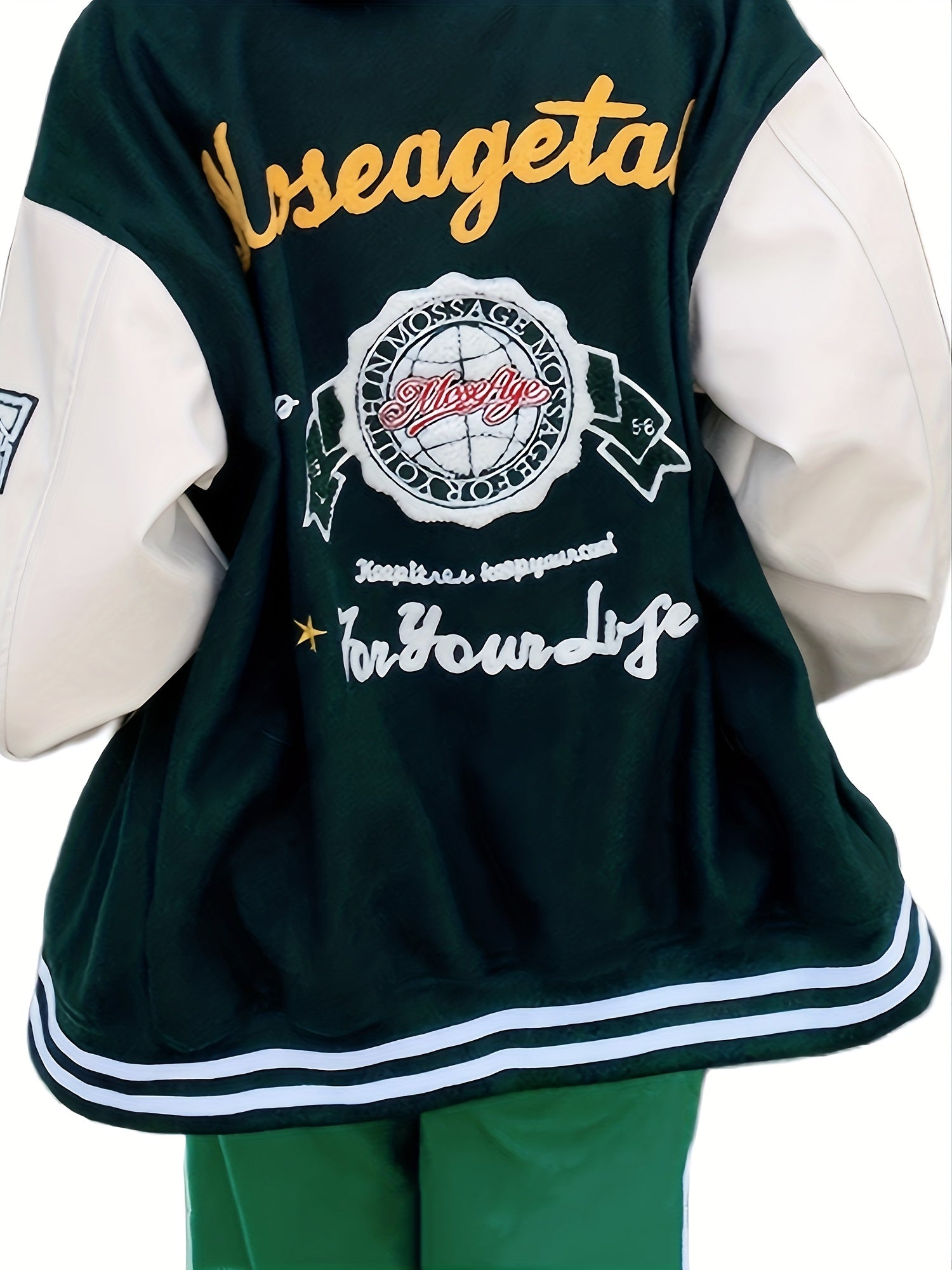Men's Embroidery Varsity Jacket Button Up Spring Fall Baseball