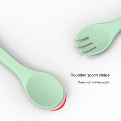 Baby Silicone Soft Fork And Spoon Set - Training Feeding