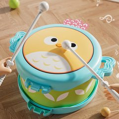 Kids' Green & Yellow Cartoon Drum with Drumsticks