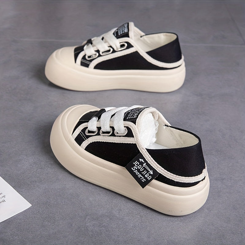 Women's Big Toe Canvas Shoes Casual Lace Up Outdoor Platform Shoes