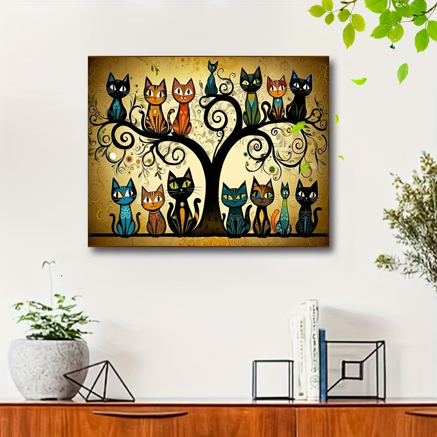 DIY Paint by Numbers Kit Tree Cat Relax Coloring Craft Ideal Gift