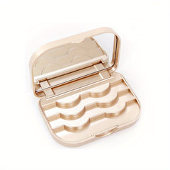 Golden Eyelash Storage Case with Mirror, Travel Makeup Organizer