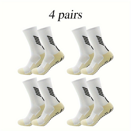 4pairs Breathable Non Slip Soccer Socks Crew Socks