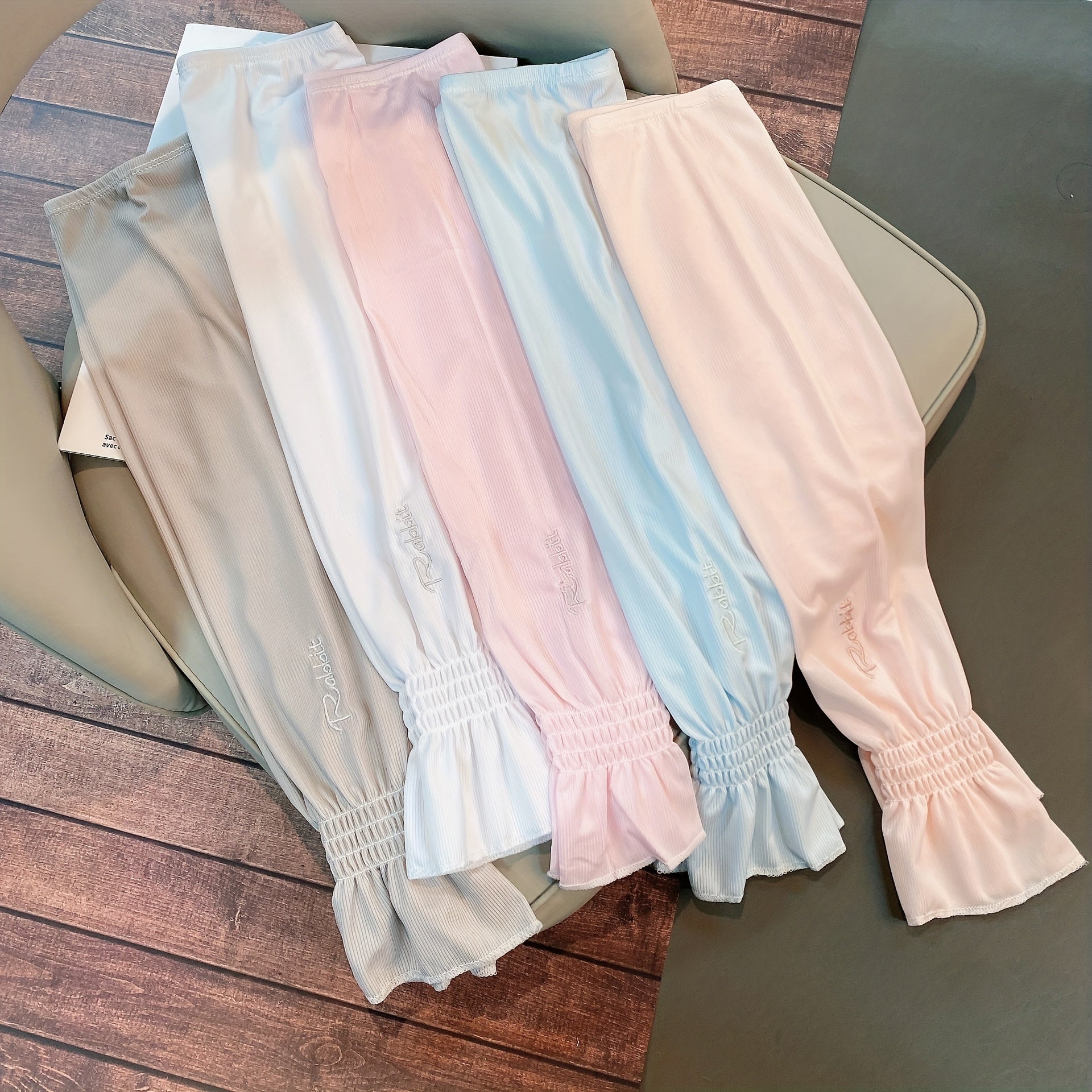 Striped Sunscreen Sleeves Women Thin Loose Arm Sleeves UV Protection Gloves
