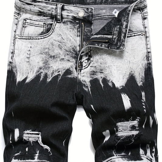Men's Casual Street Style Ripped Denim Shorts Medium Stretch Distressed