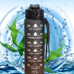 1000ml Portable Water Bottle with Straw, Leakproof, Time Marker
