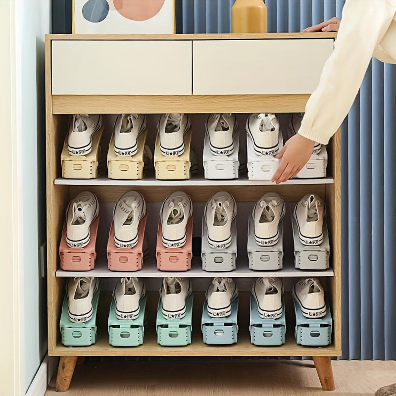 10pcs Shoe Slot Organizer Adjustable Double Layer Shoe Rack