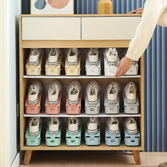 10pcs Shoe Slot Organizer Adjustable Double Layer Shoe Rack