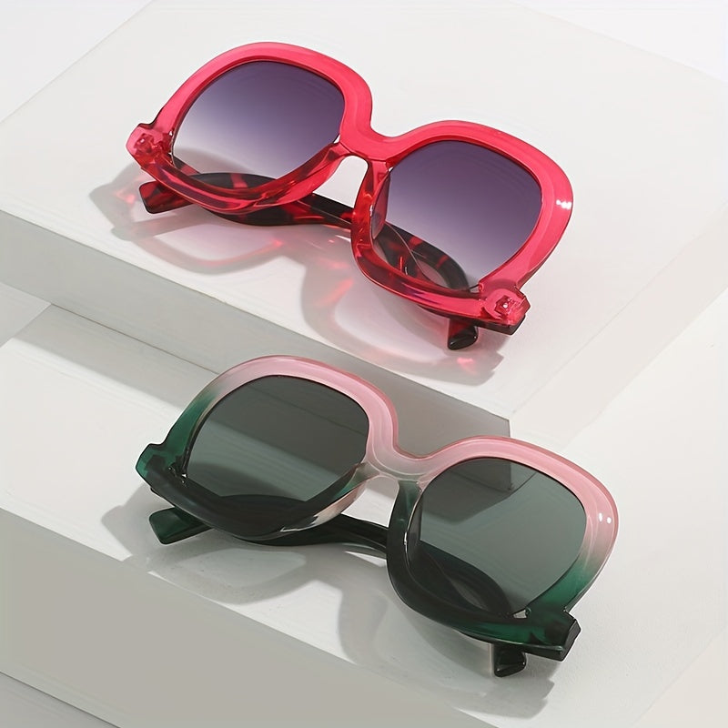 Y2K Oval Block Sunglasses Large Gradient UV400