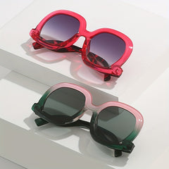 Y2K Oval Block Sunglasses Large Gradient UV400