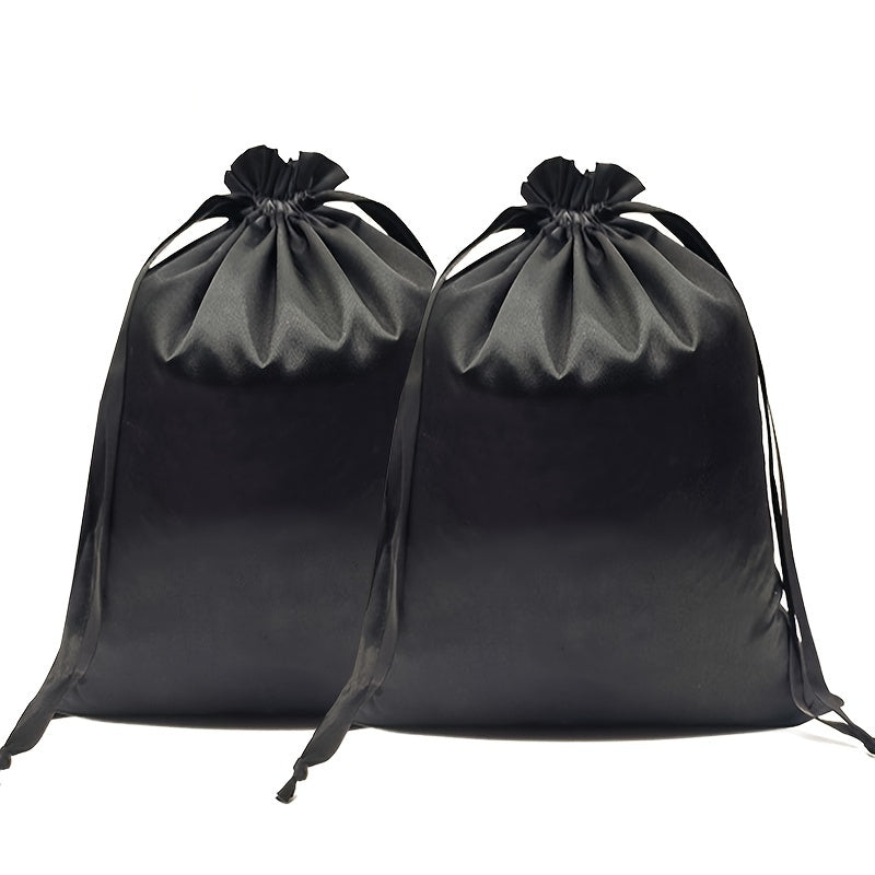 2pcs Satin Wig Bags Hair Storage Bags Drawstring Makeup Pouch
