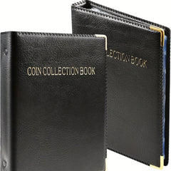 480 Grids Leather Binder Coin Collection Book Large Capacity Coin Storage