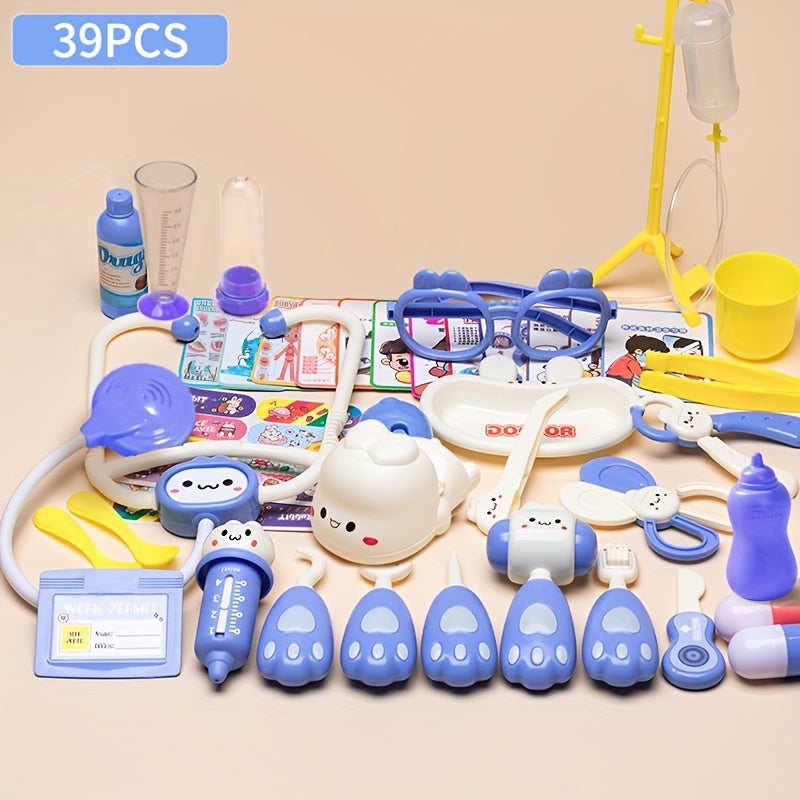 39pcs Doctor Role Play Game Set with Stethoscope Syringe Dental Tools