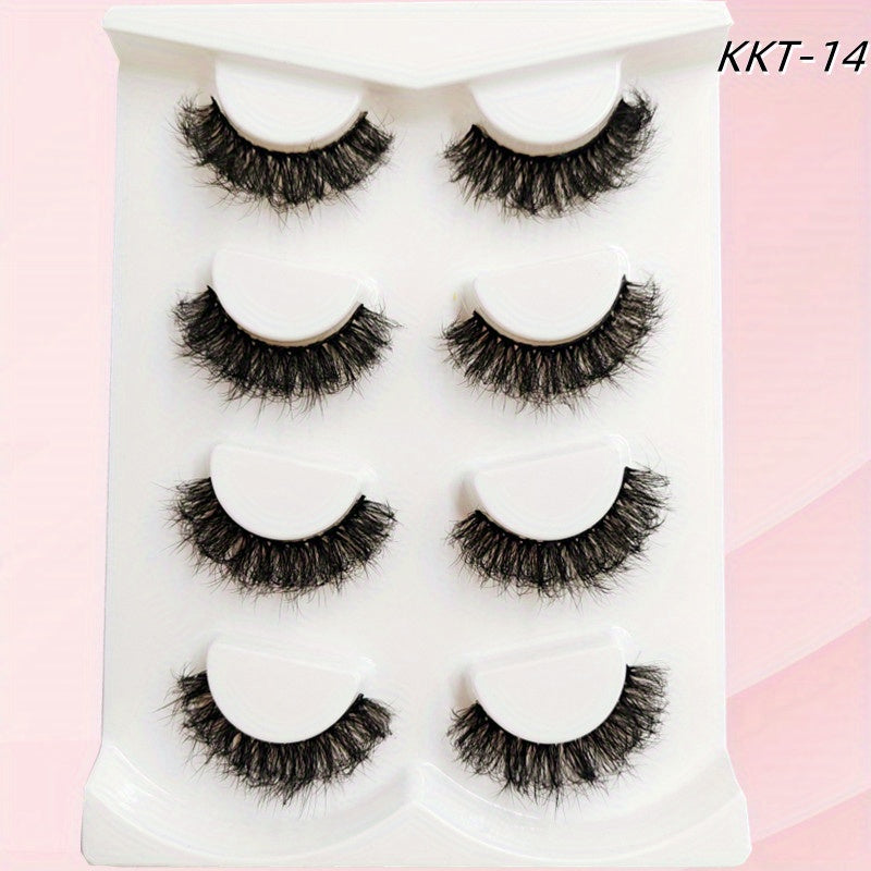 4 Pairs 8D Faux Mink False Eyelashes Fluffy Wispy Thick Eye Lashes