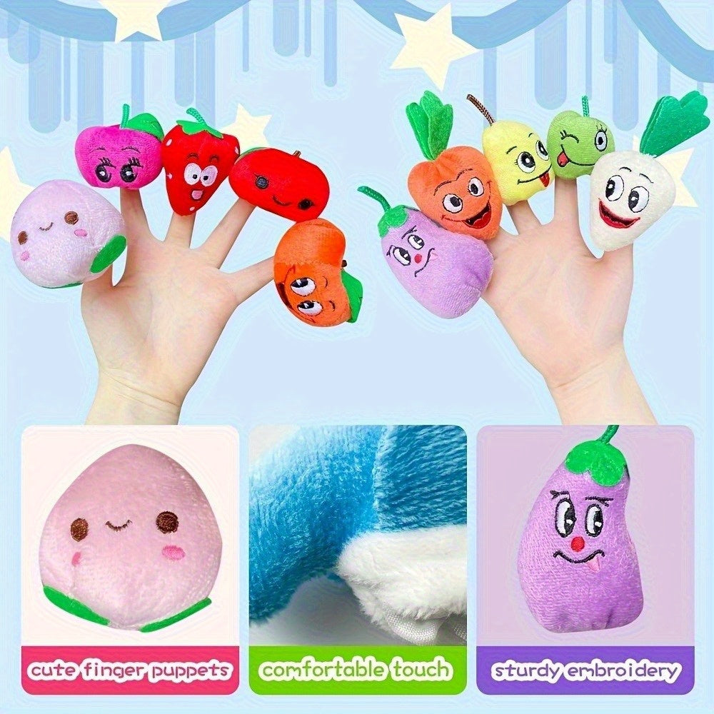 10pcs Cartoon Finger Puppet Toy Fruit Vegetable Shape Early Education