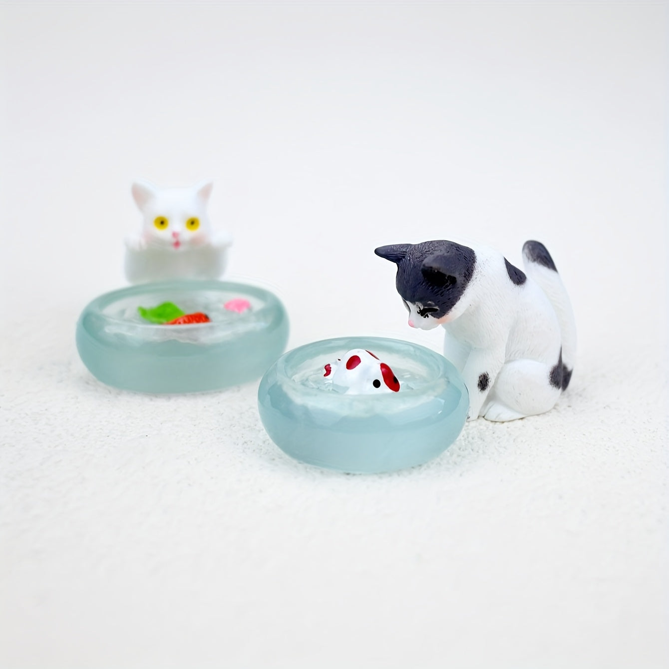 Cat and Fish Scene Set Dollhouse Accessories Micro Landscape Decorations