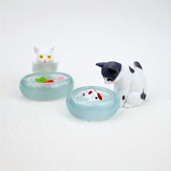 Cat and Fish Scene Set Dollhouse Accessories Micro Landscape Decorations