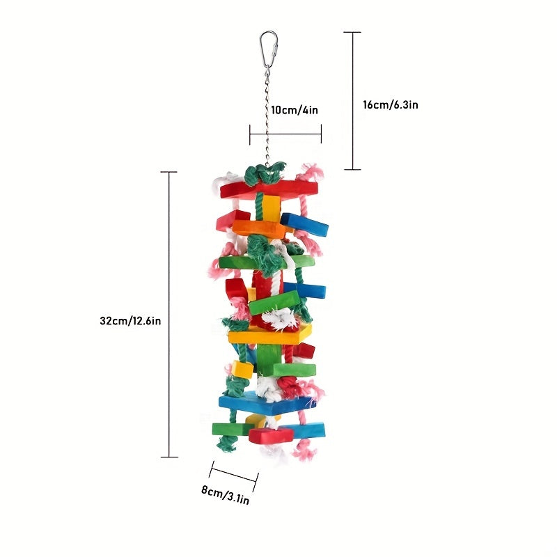 Colorful Wooden Parrot Chewing Toys for Bird Cage Biting