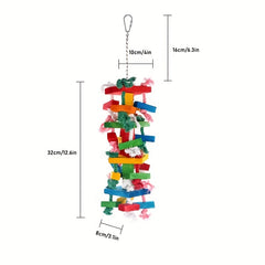 Colorful Wooden Parrot Chewing Toys for Bird Cage Biting
