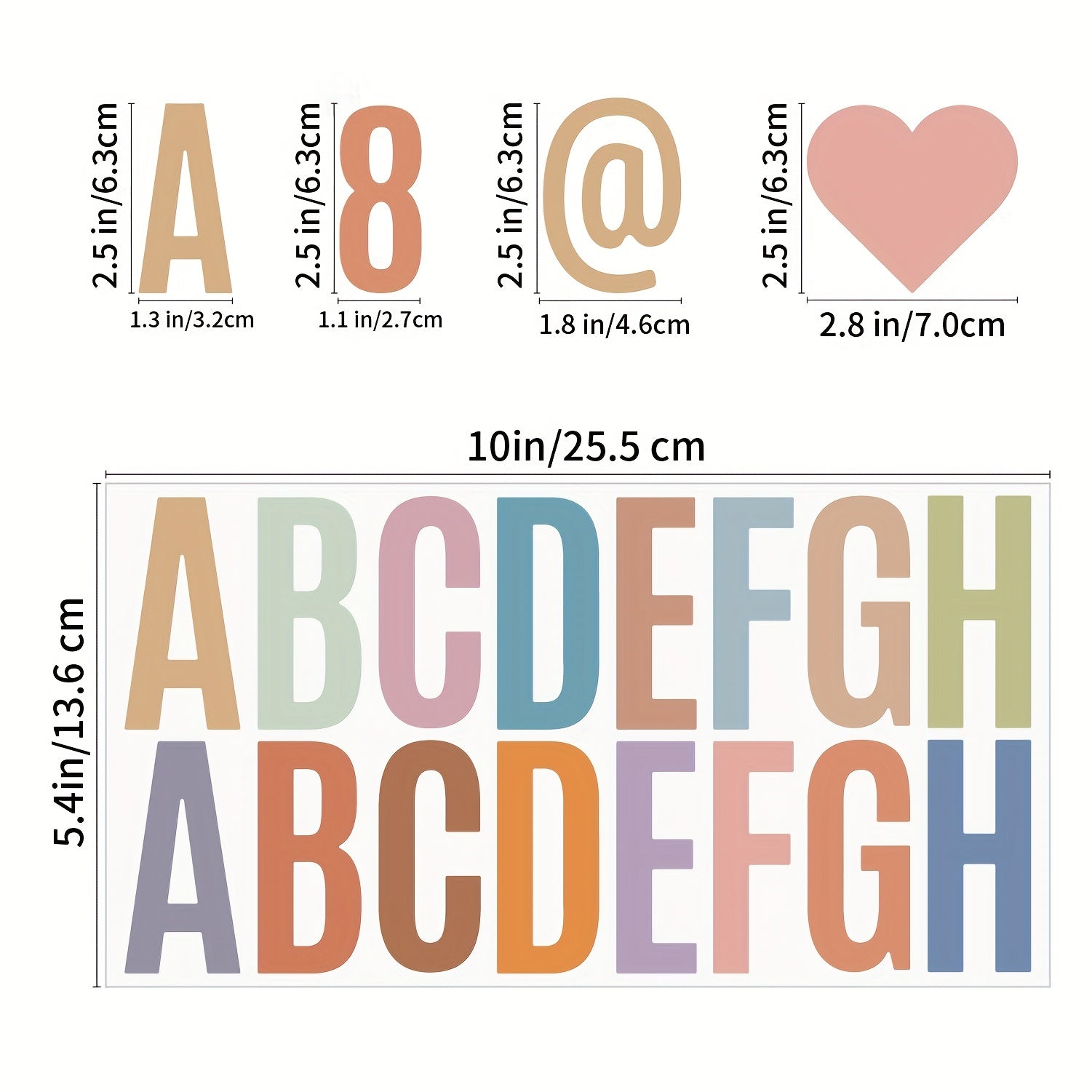 Vibrant 2.5 Boho Letter & Number Stickers Self Adhesive