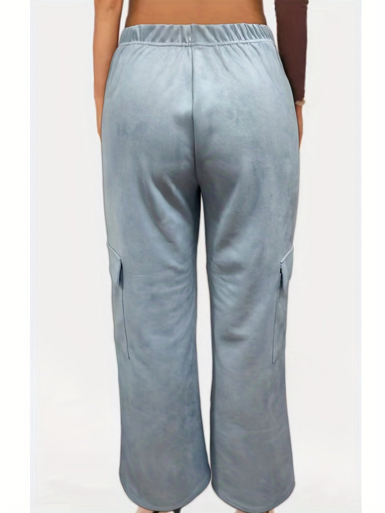  Y2K Pants Women's Plus Solid High Rise Medium Stretch Elastic Cargo