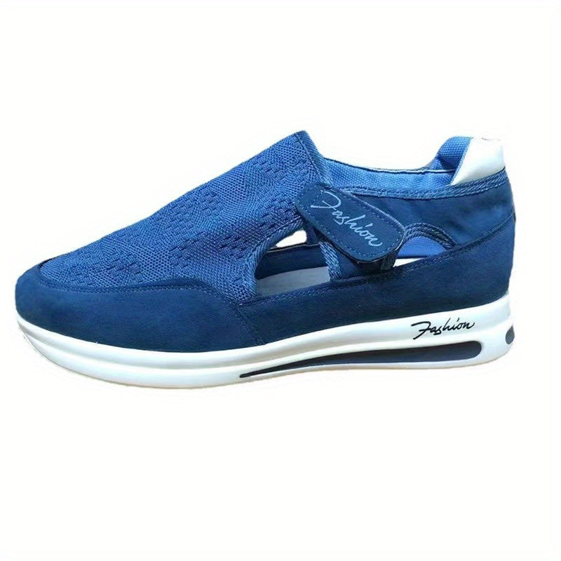 Women's Platform Mesh Sneakers Casual Breathable Hook & Loop Non Slip Flats