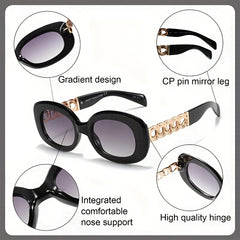 Y2K Oval Sunglasses For Women Men Hiphop Jelly Chain Charm Glasses UV400