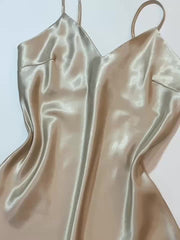 Sexy Satin Pajama Dress V Neck Nightdress