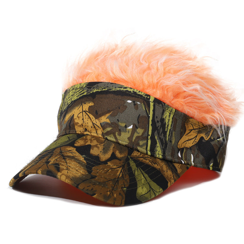 Men's Visor Hat With Wig