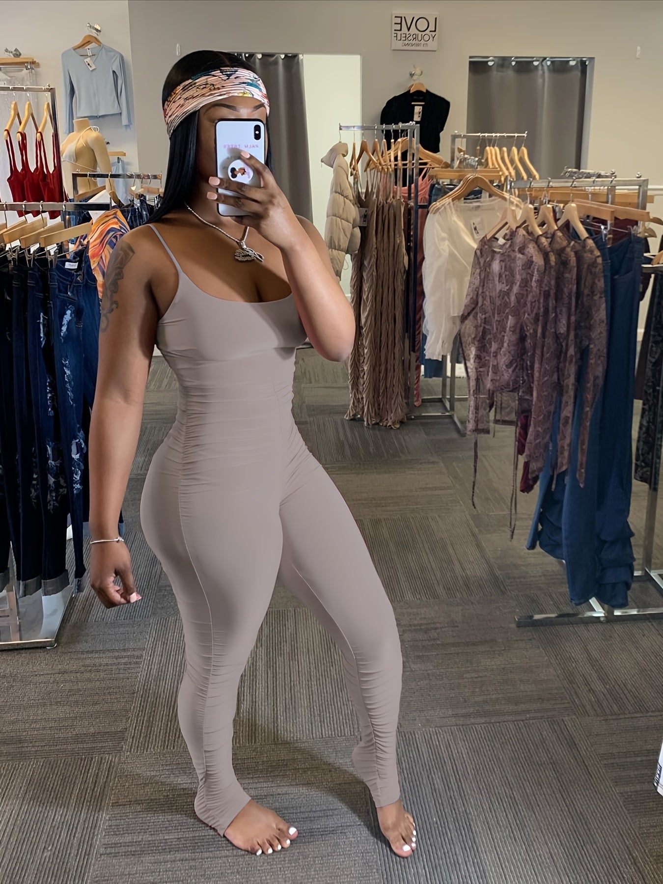 Skinny Ruched Jumpsuit Backless Mini Strap Jumpsuit
