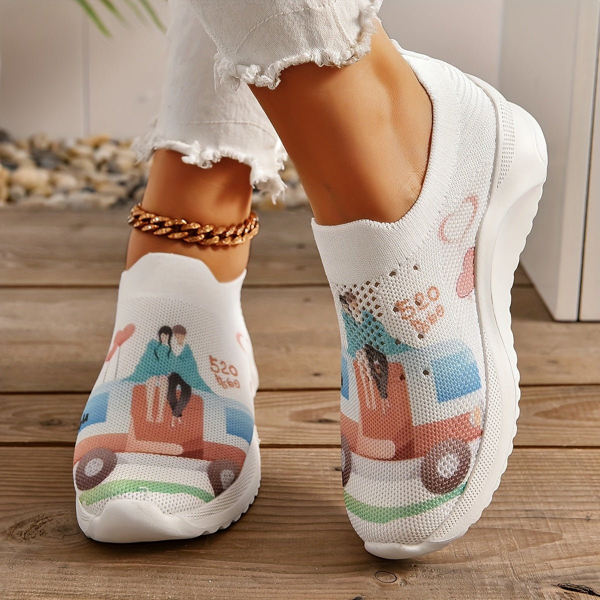 Couple Figure Graphic Athletic Sneakers for Women