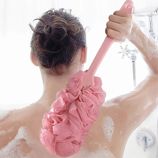 Long Handled Bath Brush Soft Mesh Sponge Exfoliating Body Scrub