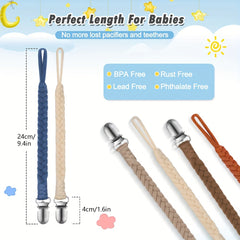 Braided Pacifier Clips For Boys And Girls - Fits All Pacifiers & Toys